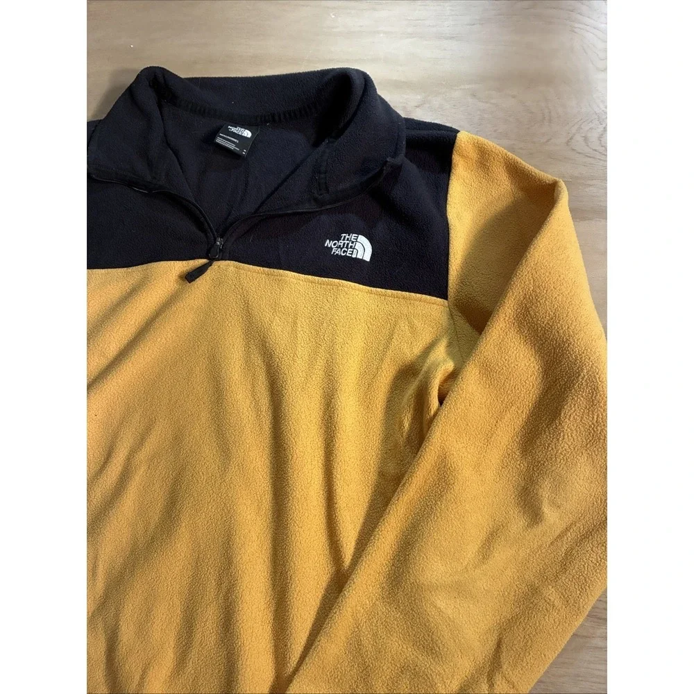 The North Face Fleece Quarter Zip Jacket Men's Size Medium Black/Yellow - Picture 7 of 9